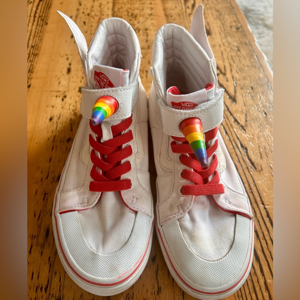 Kids Vans Flying Sk8-Hi Rei, Rainbow horn sz 3